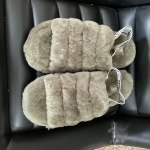 UGG Olive Green Fluff Yeah Slide Sandals